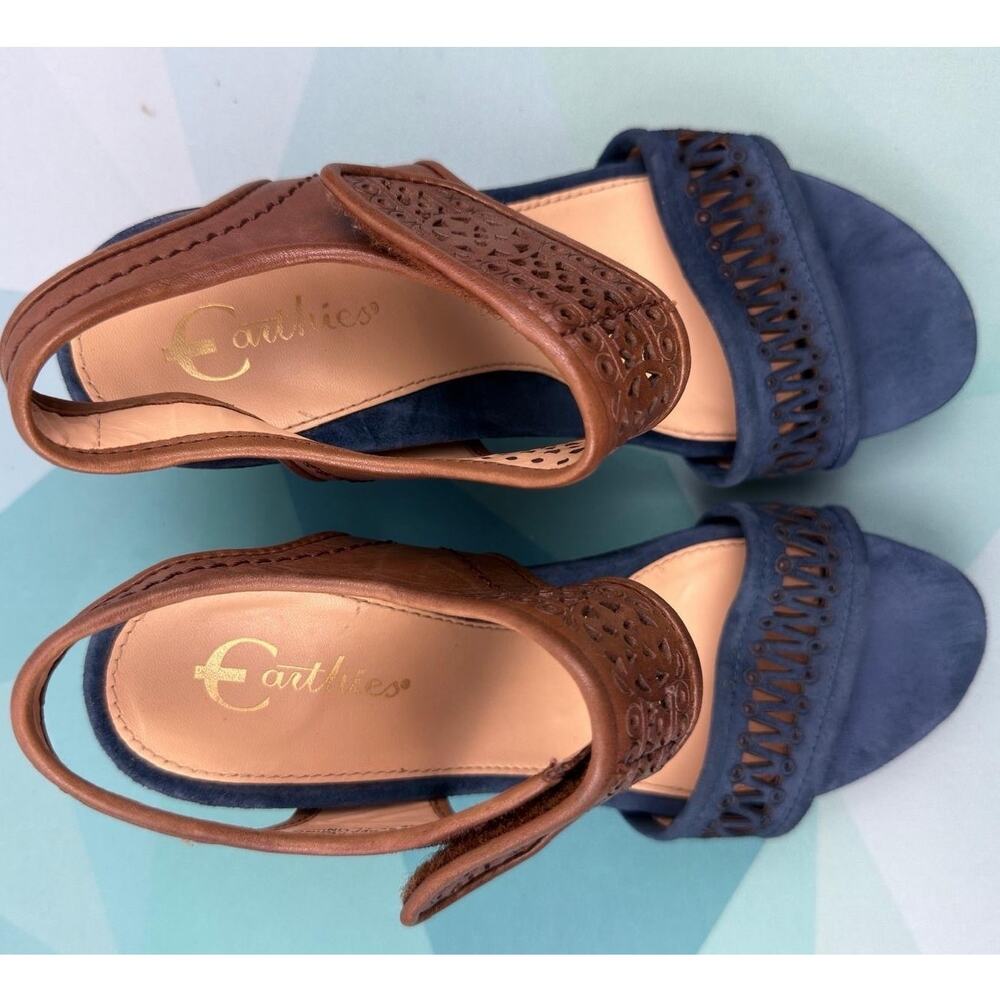 Earthies Asola Deep Blue Multi Women’s Sandals Size US 5B Block Heel Comfort - Picture 8 of 8